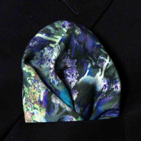 Hand Stitched Italian Linen Cotton Blend Pocket Square Multicolor Floral Men's - Picture 1 of 4